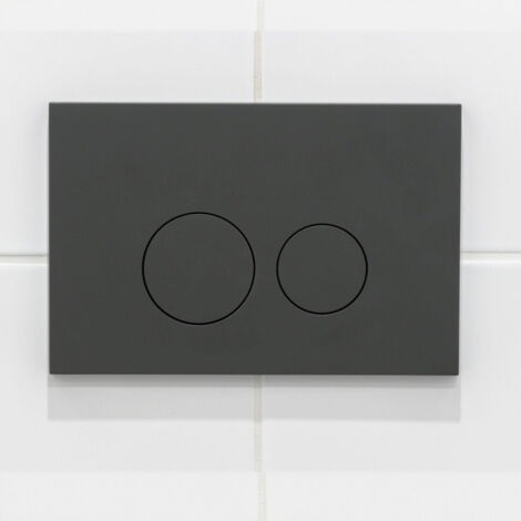 QeramiQ Push Plaque de commande- pour réservoir encastré Geberit UP320 - double chasse - boutons ronds - plastique - anthracite mat
