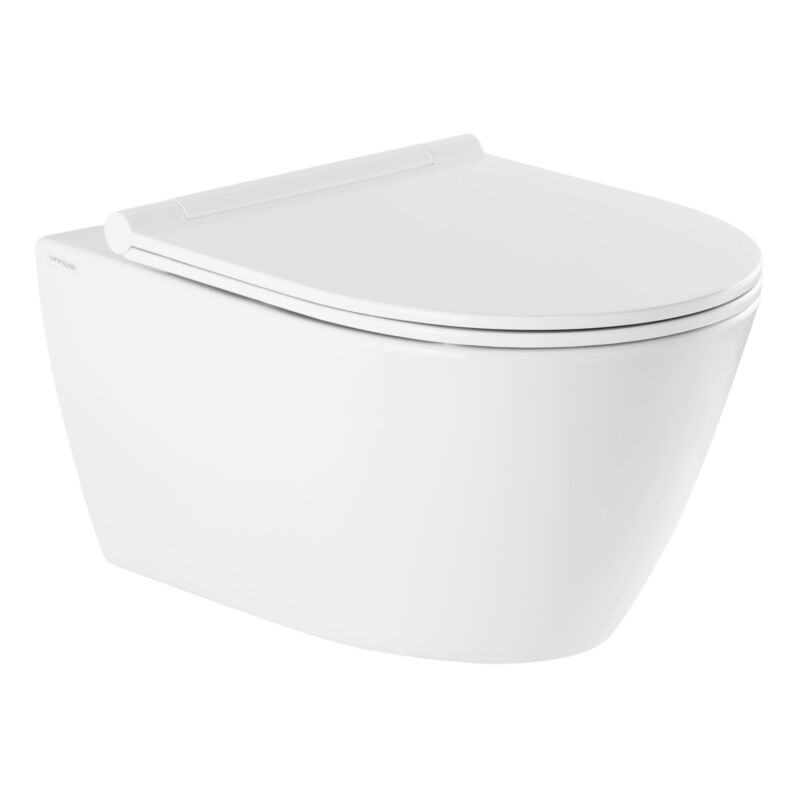 Qeramiq - Cuvette wc suspendue Ancodesign sans bride - abattant frein de chute