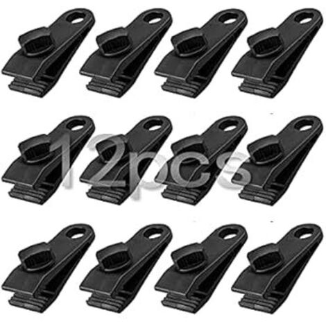QH Set da 12 Pinze per Teli Copertura, Resistente per Tende, Tende da Campeggio, Caravan, Giardino e Ombrelloni, Nero (12)