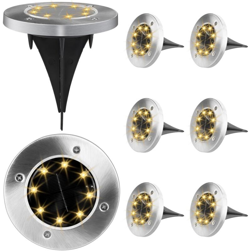 QIBLAOU Lot de 8 lampadaires solaires. Éclairage LED chaleureux, étanchéité IP65, idéal pour les allées, les terrasses et les pelouses.