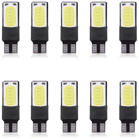 Qiilu 10 Stück T10 W5W 6SMD Auto-LED-Lampe Canbus Fehlerfrei COB Seitenblinker Kennzeichenbeleuchtung Weiß Autozubehör (weiß).