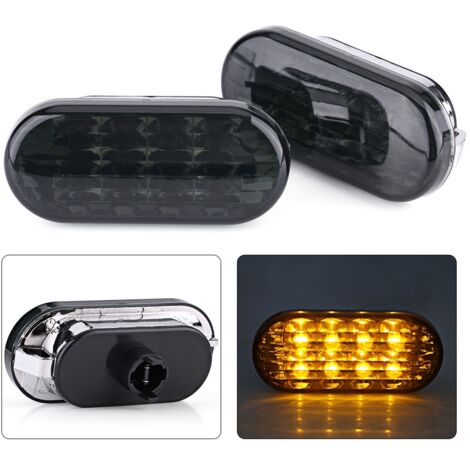 Qiilu Blinker-Repeater, 1 Paar bernsteinfarbene LED-Seitenmarkierungsleuchten für schwarze Linsen MK4 B5 B5.5 T8z552.