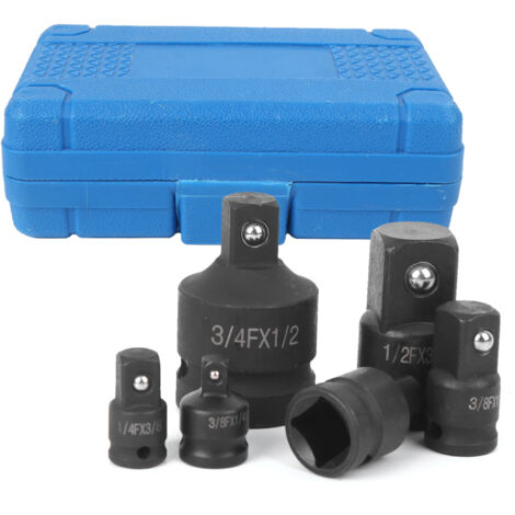 Qiilu Lot de 6 adaptateurs réducteurs de douille à impact 1/2", 1/4", 3/8", 3/4" J7n316.