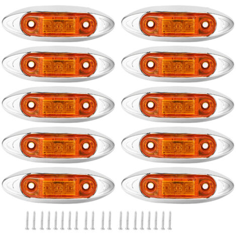 Qiilu Packung mit 10 Seitenmarkierungsleuchten 3 LED staubdicht wasserdicht für LKW-Anhänger (gelb) C4k393.