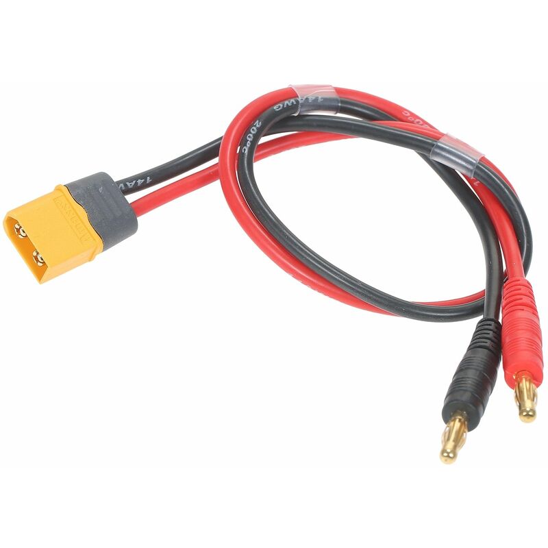 

QM185 Cable de carga Cable adaptador de corriente XT60 Macho a 4 mm Cable de carga con conector banana 14AWG 30cm