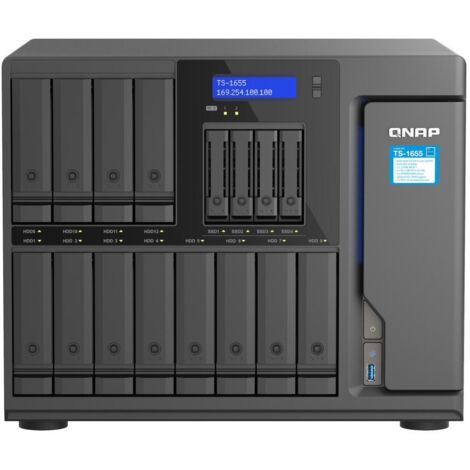 QNAP TS-1655 NAS Tower Nero con 16 Bay, Controller RAID 10 Gbit/s e RAM da 8GB