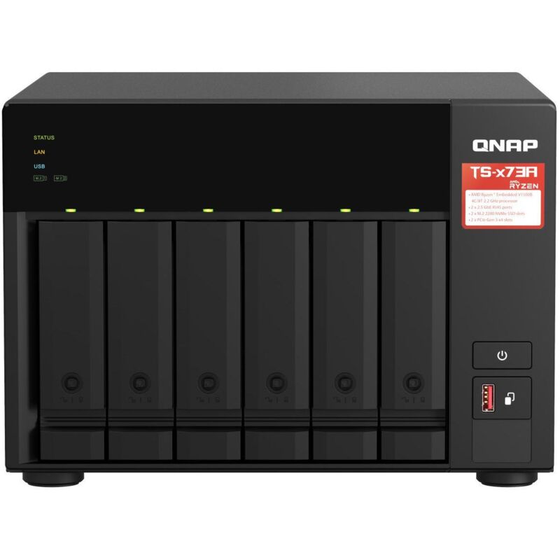 QNAP TS-673A NAS Tower Collegamento ethernet LAN Nero V1500B