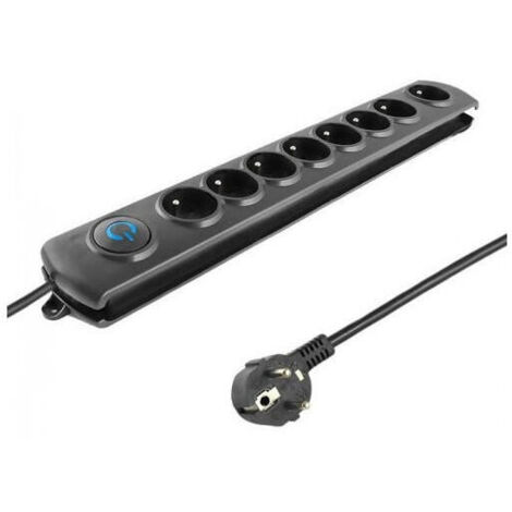 QOLTEC 50113 LIMITADOR DE TENSIÓN 8 SALIDAS AC 230 V 1,8 M NEGRO - REGLETA (8 SALIDAS AC, TIPO E (FR), 230 V, 50 HZ, 16 A, 3680