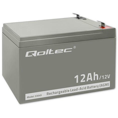 Qoltec 53049 Batterie AGM 12V 12Ah Gris Durable