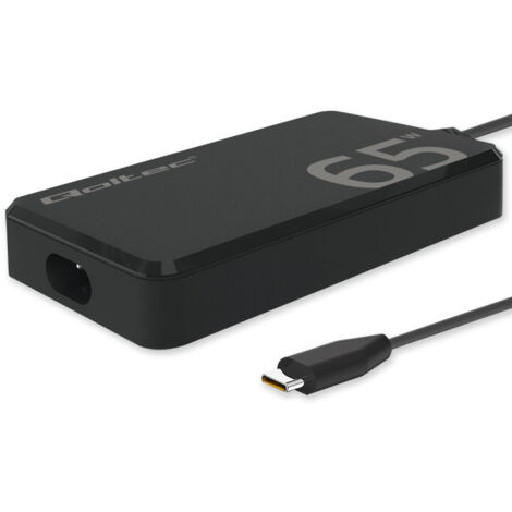 Qoltec 65W GaN Super Fast SLIM Wandladegerät  PD  5-20V  3,25A  USB-C 3.1  Laptop  MacBook  Smartphone  + Kabel