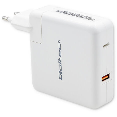 Qoltec GaN FAST Ladegerät 108W  5-20V  3-4,7A  USB C  Laptop  Smartphone  Weiß