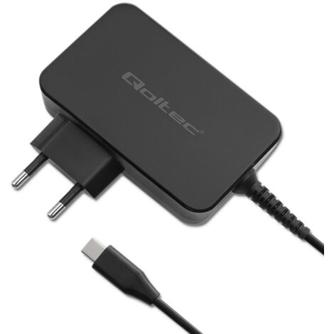 Qoltec GaN POWER PRO Ladegerät  1xUSB-C  100W  5-20V  3-5A  Laptop  Smartphone  Schwarz