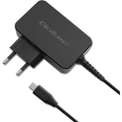 Qoltec GaN POWER PRO Ladegerät  1xUSB-C  45W  5-20V  2,25-3A  Laptop  Smartphone  Schwarz
