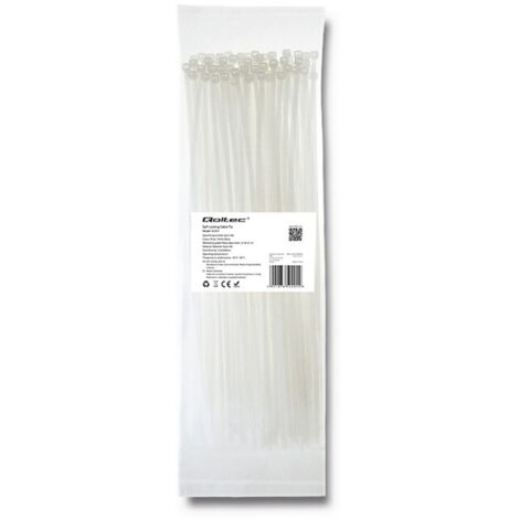 Qoltec Kabelbinder  3,6300mm  100 Stück  Nylon66  UV  Weiß