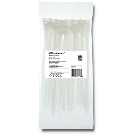 Qoltec Kabelbinder  7,2200mm  50 Stück  Nylon66  UV  Weiß