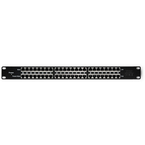 Qoltec Patchpanel-RACK  48 V  24 Ports  Passiver PoE-Injektor  Schwarz