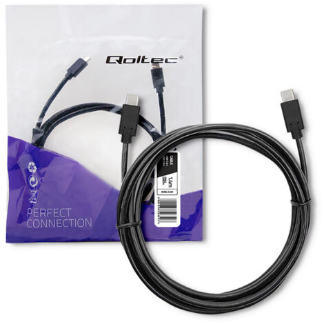 Qoltec USB 3.1 Typ C Steckerkabel  USB 3.1 Typ C Stecker  1,4 m  Schwarz