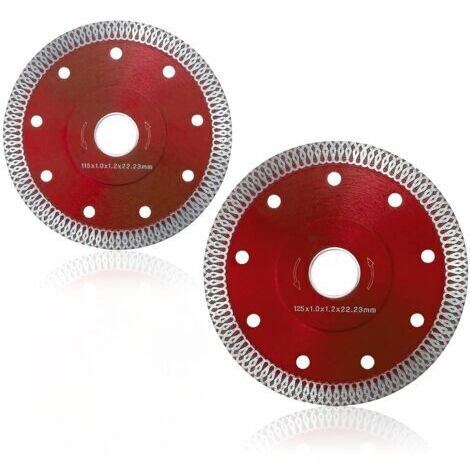 QORVA-Disques de coupe RedTile pour métal - Super fins - 1 mm - Lame diamantée - 115/125 mm - Pour meuleuse d'angle - Céramique - Porcelaine - Carrelage - Granit