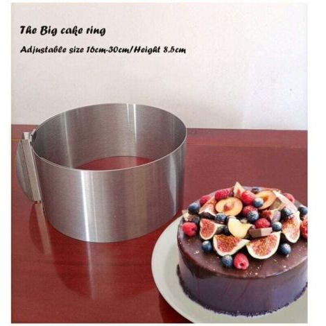 QORVA-Lot de 2 anneaux à pâtisserie extensibles, diamètre de l'anneau à gâteau 22-40 cm avec échelle, anneau à pâtisserie réglable, moule à gâteau à dessert rond