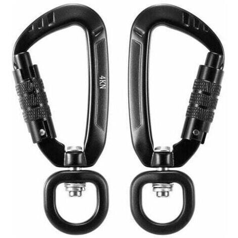 QORVA-Mousqueton Rotatif A 360 °, 4Kn, 2Pcs, Noir