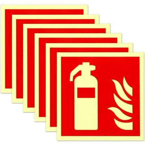 QORVA-Panneau extincteur 15 x 15 cm Autocollant extincteur luminescent en PVC Autocollant extincteur Indication de protection incendie selon ISO pour divers lieux publics