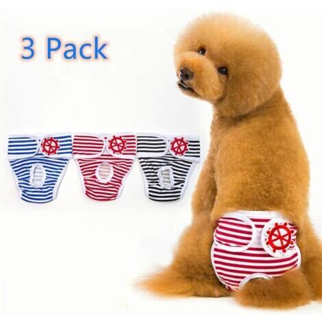 QORVA-Pantalon hygiénique pour Chien Couche Réutilisable pour Chienne Lavable Pantalons de Sécurité Menstruel Sanitaires Couches Culotte pour Animaux Physiologiques Paquet de 3 sous-vêtement Chat(M)