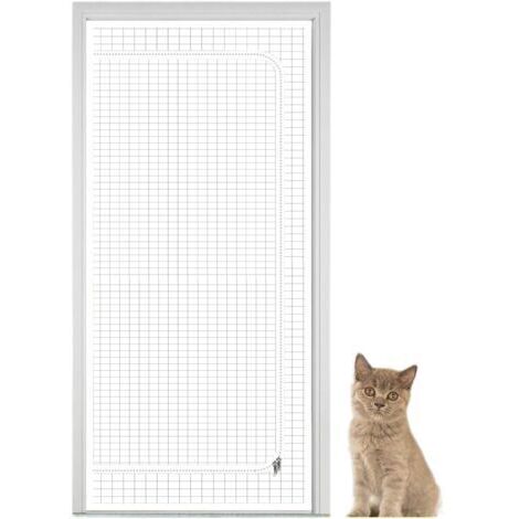 QORVA-Porte Moustiquaire Anti-Fugue pour Chats, Filet De Protection À Fermeture Éclair, Accessoires pour Animaux pour Salon Cuisine Chambre