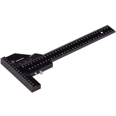 QORVA-Règle de menuisier, règle de traçage multifonctionnelle pour le travail du bois, règle en aluminium en forme de T, outil de traçage, mesure de 0 à 280 mm, précision de mesure jusqu'à 0,02 mm