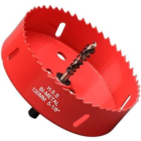 QORVA-Scie Cloche Bi-métal 130mm, M42 Bimétallique Scie Trèpan avec Foret de Centrage pour Robuste Perceuse à Percer pour Fer, Aluminium, Bois, Cloison Sèche, Tuyau, Panneau de Fibres de Bois, Rouge