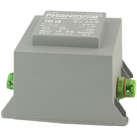 QP Products Transformateur encapsulé 150 W, noir, 15.5x28.5x15.5 cm, 500395