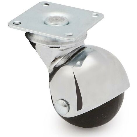 Q&Q rueda giratoria ø40 aro de goma negro h58 plástico cromo