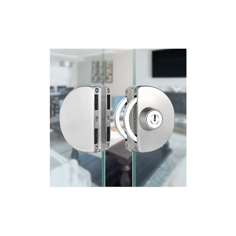 SNQ - Qrity Serrure de porte en verre en acier inoxydable sans perçage, serrure de porte en verre double, serrure de porte en verre centrale, porte