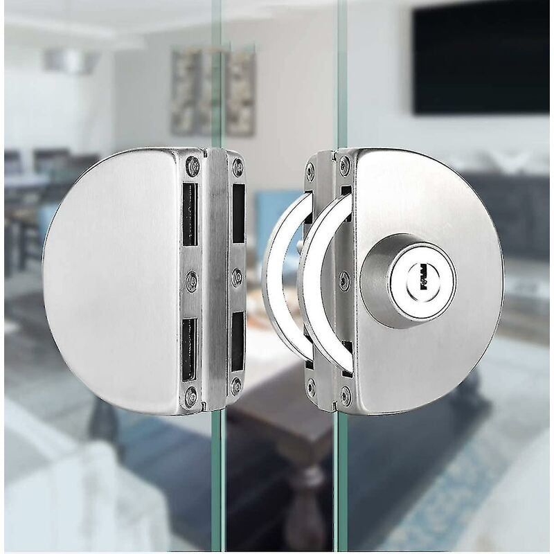 Crea - Qrity Serrure de porte en verre en acier inoxydable sans perçage, serrure de porte en verre double, serrure de porte en verre centrale, porte