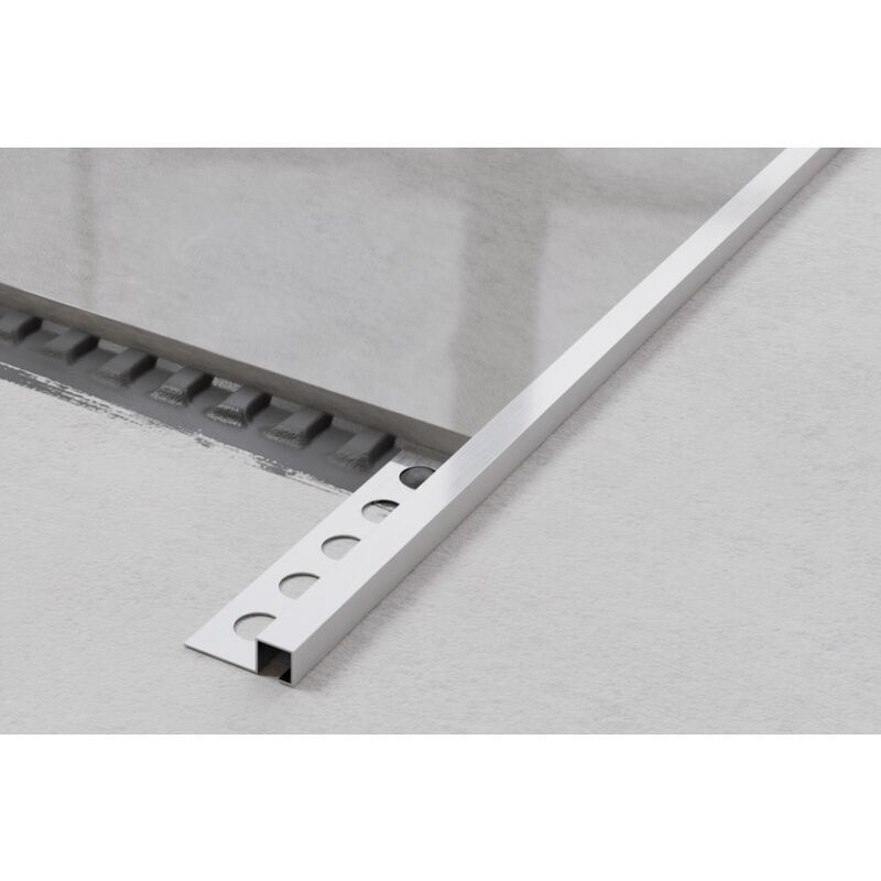 Profil décoratif qs en acier inoxydable pour carrelage 1.2cm x 244cm - Argent satiné