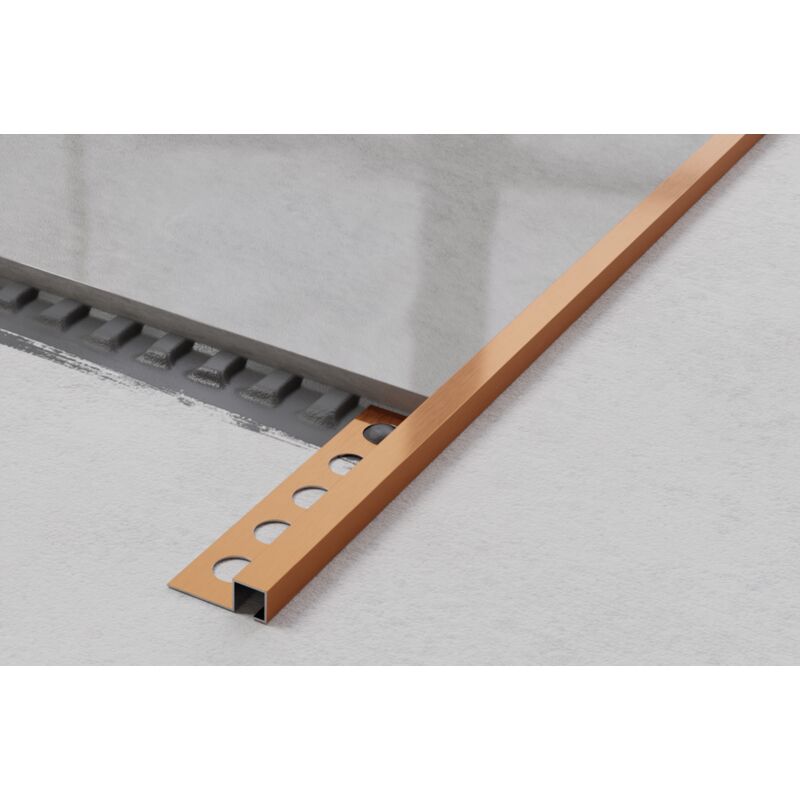 Profil décoratif qs en acier inoxydable pour carrelage 1.2cm x 244cm - Cuivre satiné