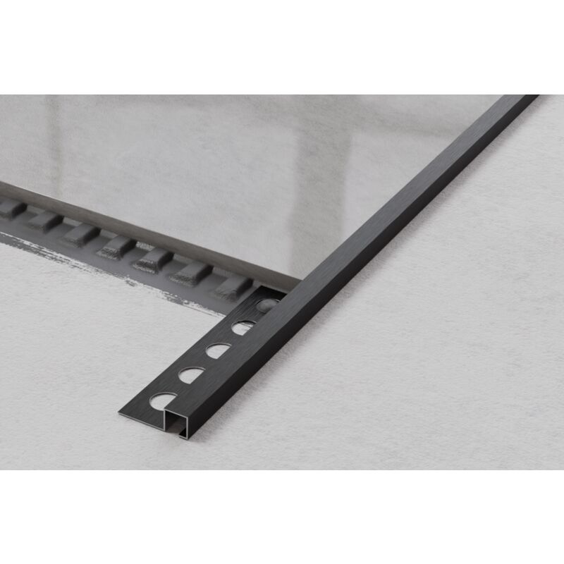Profil décoratif qs en acier inoxydable pour carrelage 1.2cm x 244cm - Noir satiné