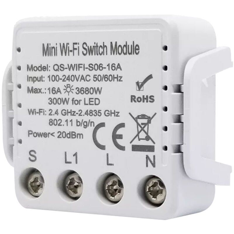 

QS-WIFI-S06 Tuya WiFi Modulo de enchufe de interruptor inteligente Inicio Modulo de conversion de interruptor para el hogar Funcion de sincronizacion