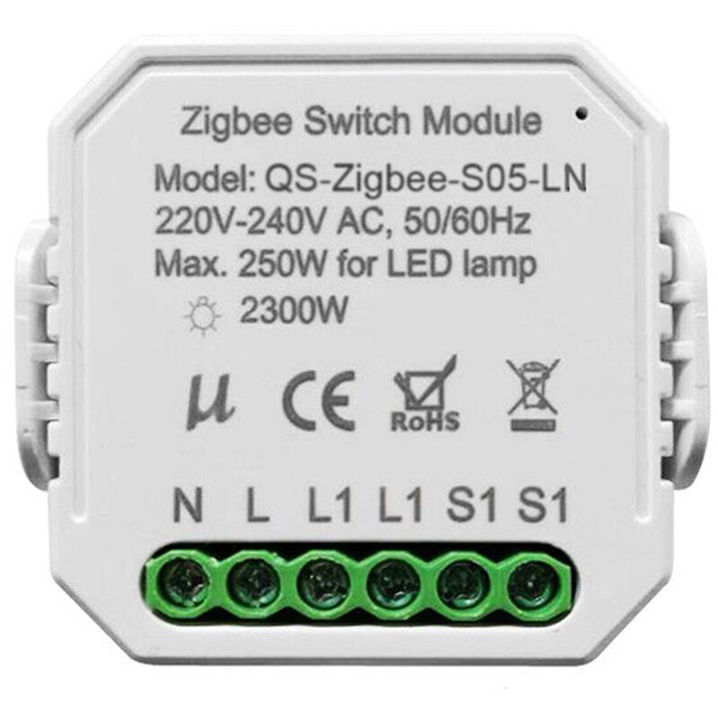 

QS-ZIGBEE-SO5-LN Tuya ZigBee One Gang Modulo de interruptor de atenuacion inteligente Modulo de modificacion de interruptor Herramienta de bricolaje