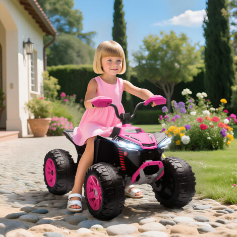Quad Eléctrico para Niños de 3-8 Años 24V con 2 Motores Velocidad hasta 6,5 km/h Ruedas con Suspensión Rosa