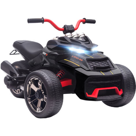Quad électrique enfant 12 V 3 roues 2 moteurs MP3 klaxon 2 vitesses 3-5 km/h noir