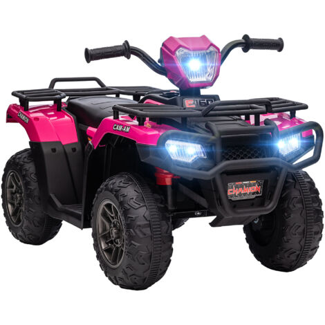 Quad électrique enfant 12V, voiture électrique enfants, double moteur, phares et musique, 88x45x50cm, rose