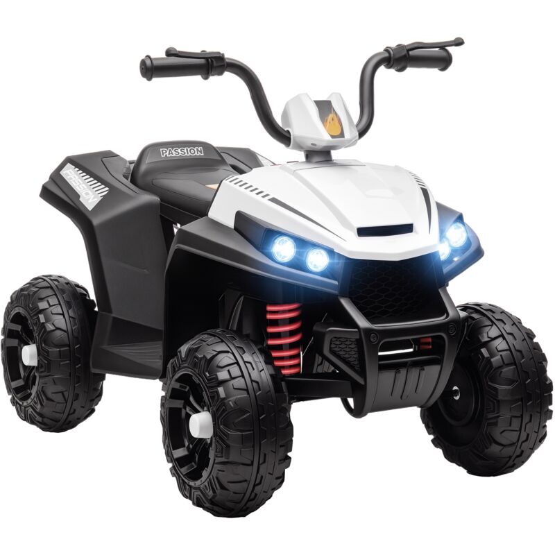 Aiyaplay - Quad électrique enfant 2 moteurs 12V 5 Km/h max. marche av ar nombreux effets blanc