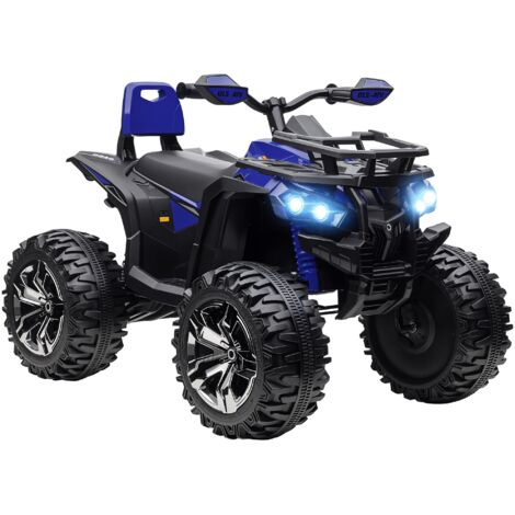 Quad électrique enfant 3-5 ans 12 V 3-8 km/h batterie 10 Ah musique MP3 USB TF phares pédale PP métal 100x65x73 cm bleu