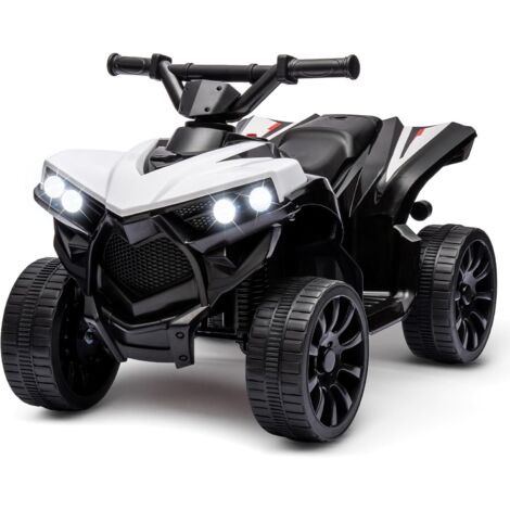Quad électrique Enfant 6V, Voiture électrique Enfants, avec Phares LED,Musique, Klaxon,70 x 42 x 45 cm électrique Enfant de 3 Ans poignée et Selle Ergonomique,Blanc