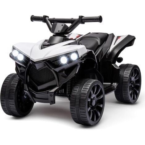 Quad Électrique Enfant ATV, 6V Voiture Électrique pour Enfants avec Musique, Klaxon, Phares LED, 70 x 42 x 45 Cm, pour Enfants 3+ Ans Blanc