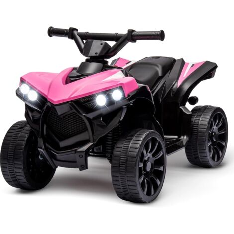 LUNSY Quad Électrique Enfant ATV, 6V Voiture Électrique pour Enfants avec Musique, Klaxon, Phares LED, 70 x 42 x 45 Cm, pour Enfants 3+ Ans Rose
