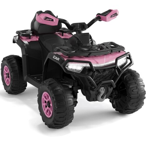 Quad électrique enfant batterie rechargeable 12V LED musique USB sans fil vitesse 3km/h 3-8 ans rose