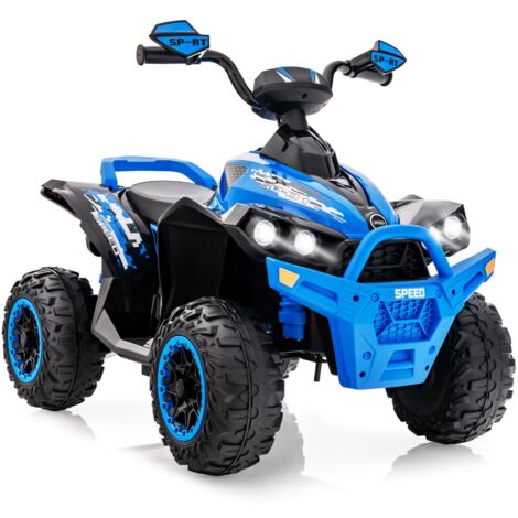 Quad Electrique pour Enfants 12V7Ah LED Musique Pédale Klaxon 3-4 km/h pour Enfants de 3 à 8 ans Bleu Maison Chic