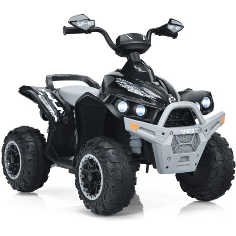 Quad Electrique pour Enfants 12V7Ah LED Musique Pédale Klaxon 3-4 km/h pour Enfants de 3 à 8 ans Noir DESIGN IN