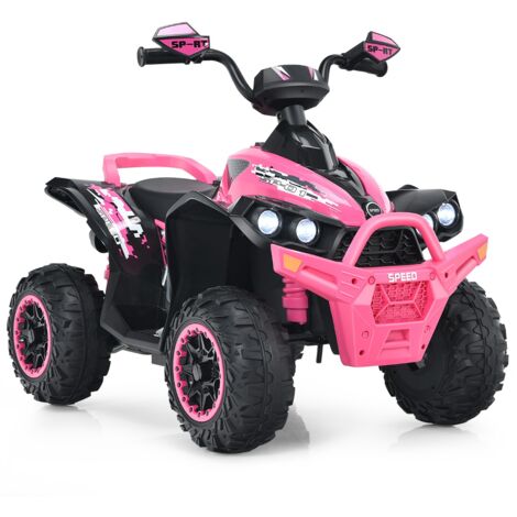 Quad Electrique pour Enfants 12V7Ah LED Musique Pédale Klaxon 3-4 km/h pour Enfants de 3 à 8 ans Rose Maison Chic